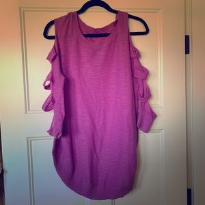 Express Cold Shoulder Fuschia Cut Out Top